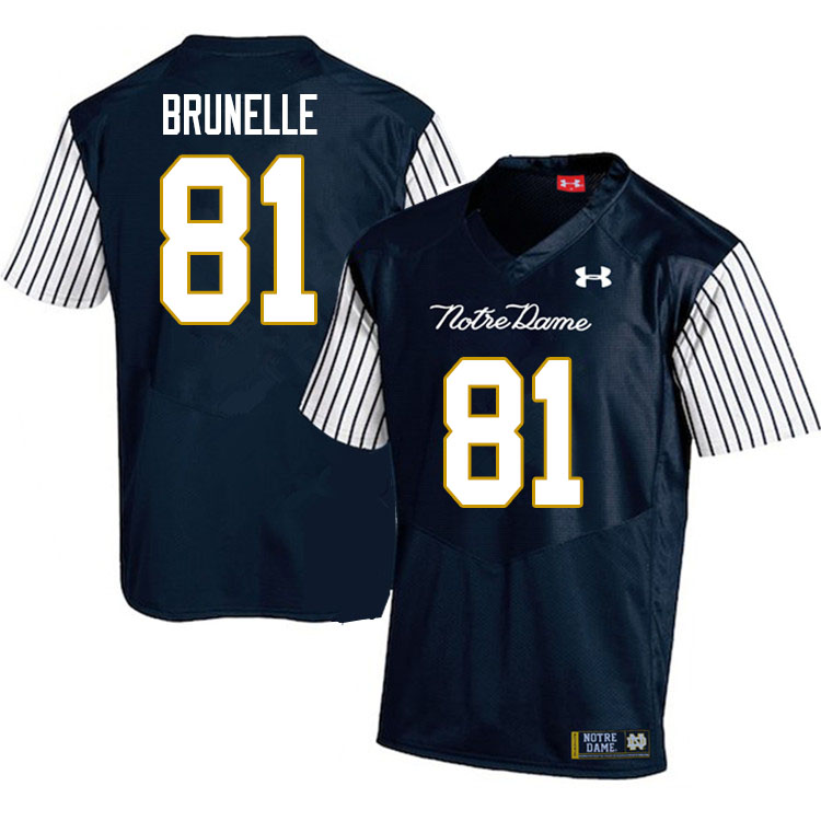 Men's NCAA Notre Dame Fighting Irish #81 Jay Brunelle Stitched College Under Armour Authentic Navy Alternate Football Jersey QA10V72TT